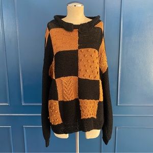 Vintage Baggy Checkered Baggy Knit 80s Sweater
